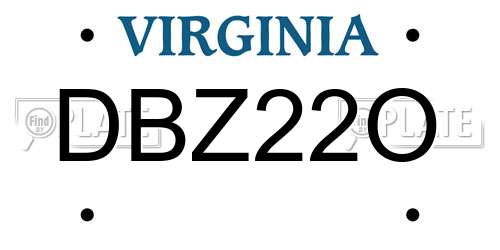 DBZ22O Virginia License Plate
