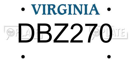 DBZ270 Virginia License Plate