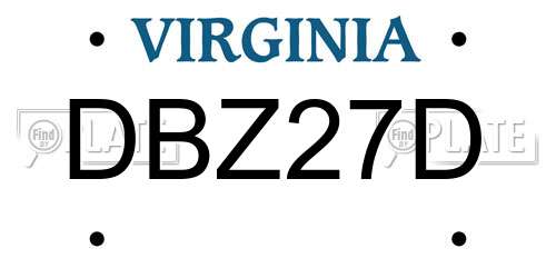 DBZ27D Virginia License Plate
