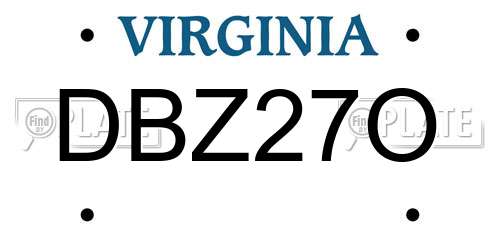DBZ27O Virginia License Plate