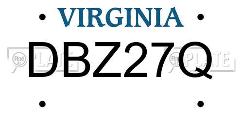 DBZ27Q Virginia License Plate