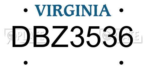 DBZ3536 Virginia License Plate