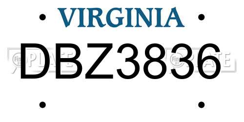 DBZ3836 Virginia License Plate