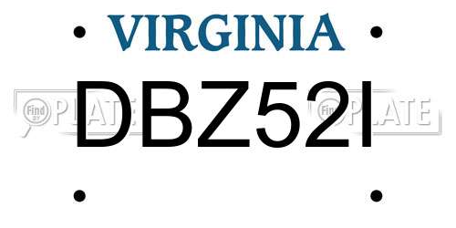 DBZ52I Virginia License Plate