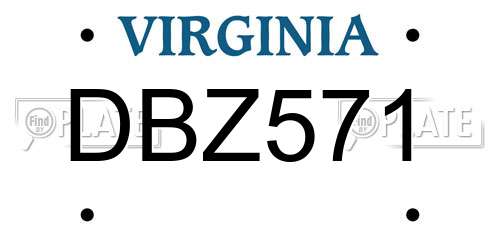 DBZ571 Virginia License Plate