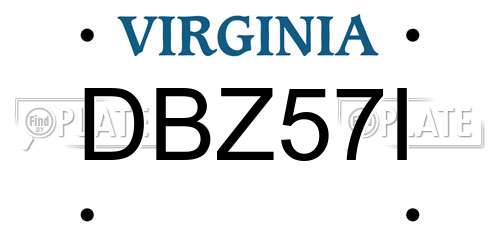 DBZ57I Virginia License Plate