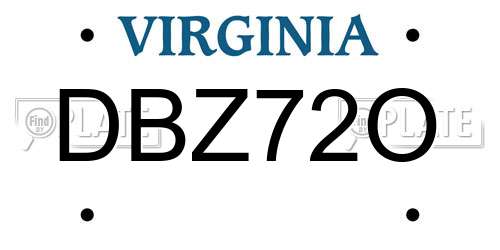 DBZ72O Virginia License Plate