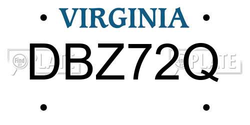 DBZ72Q Virginia License Plate