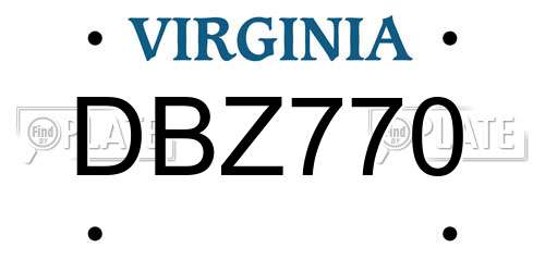DBZ770 Virginia License Plate