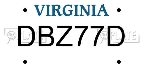 DBZ77D Virginia License Plate