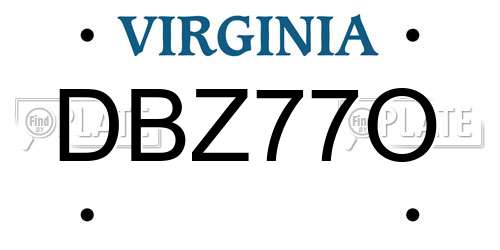 DBZ77O Virginia License Plate
