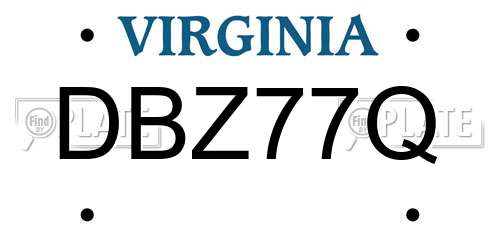 DBZ77Q Virginia License Plate