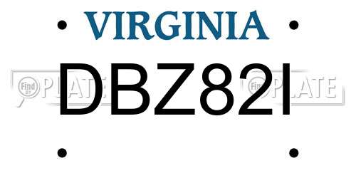 DBZ82I Virginia License Plate