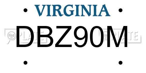DBZ90M Virginia License Plate