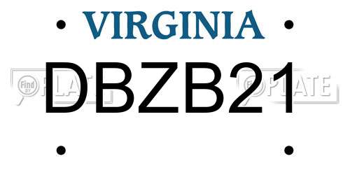 DBZB21 Virginia License Plate