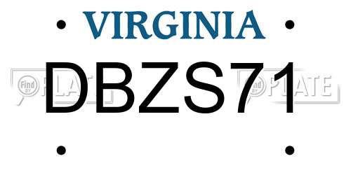 DBZS71 Virginia License Plate