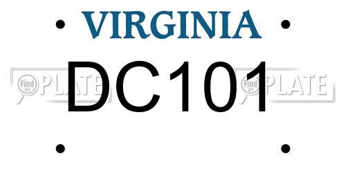 DC101 Virginia License Plate