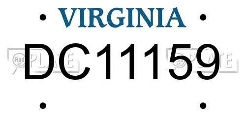 DC11159 Virginia License Plate