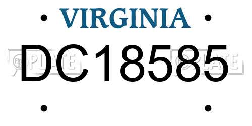 DC18585 Virginia License Plate