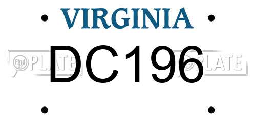 DC196 Virginia License Plate