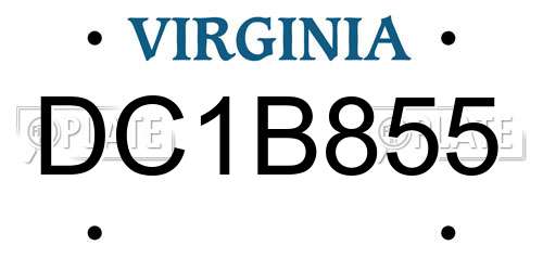 DC1B855 Virginia License Plate