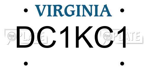 DC1KC1 Virginia License Plate