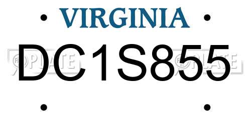 DC1S855 Virginia License Plate