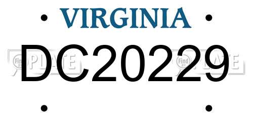 DC20229 Virginia License Plate