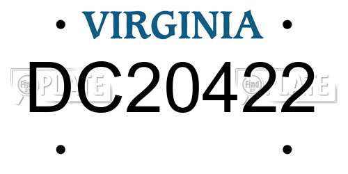 DC20422 Virginia License Plate