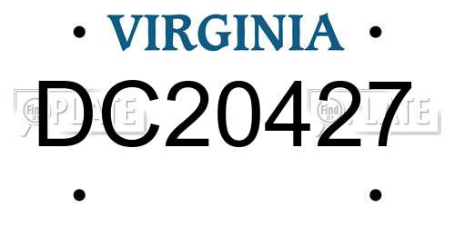 DC20427 Virginia License Plate
