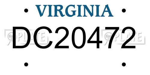 DC20472 Virginia License Plate