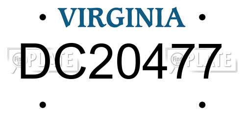DC20477 Virginia License Plate