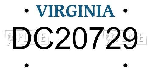 DC20729 Virginia License Plate