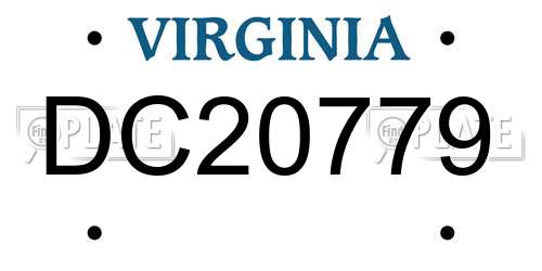 DC20779 Virginia License Plate