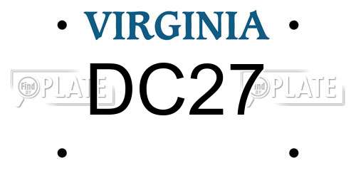 DC27 Virginia License Plate
