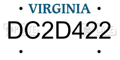 DC2D422 Virginia License Plate