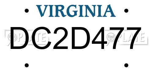 DC2D477 Virginia License Plate