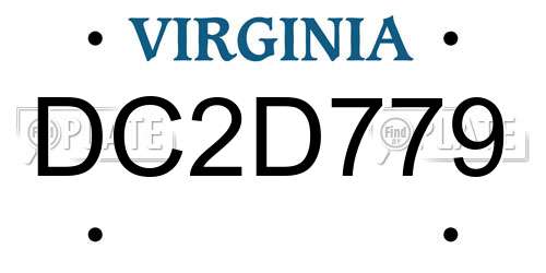 DC2D779 Virginia License Plate
