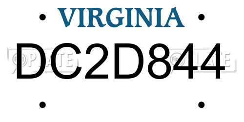DC2D844 Virginia License Plate