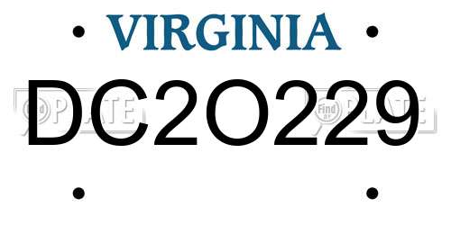 DC2O229 Virginia License Plate