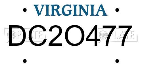 DC2O477 Virginia License Plate