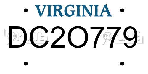 DC2O779 Virginia License Plate