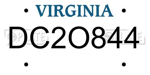 DC2O844 Virginia License Plate