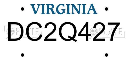 DC2Q427 Virginia License Plate