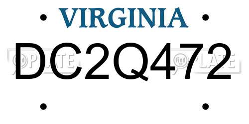 DC2Q472 Virginia License Plate