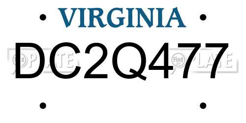 DC2Q477 Virginia License Plate