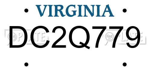 DC2Q779 Virginia License Plate