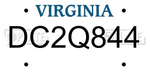 DC2Q844 Virginia License Plate