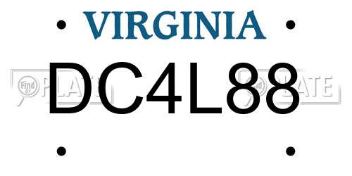 DC4L88 Virginia License Plate