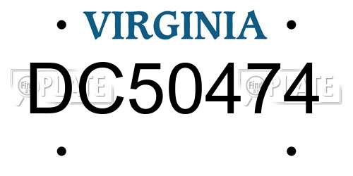 DC50474 Virginia License Plate